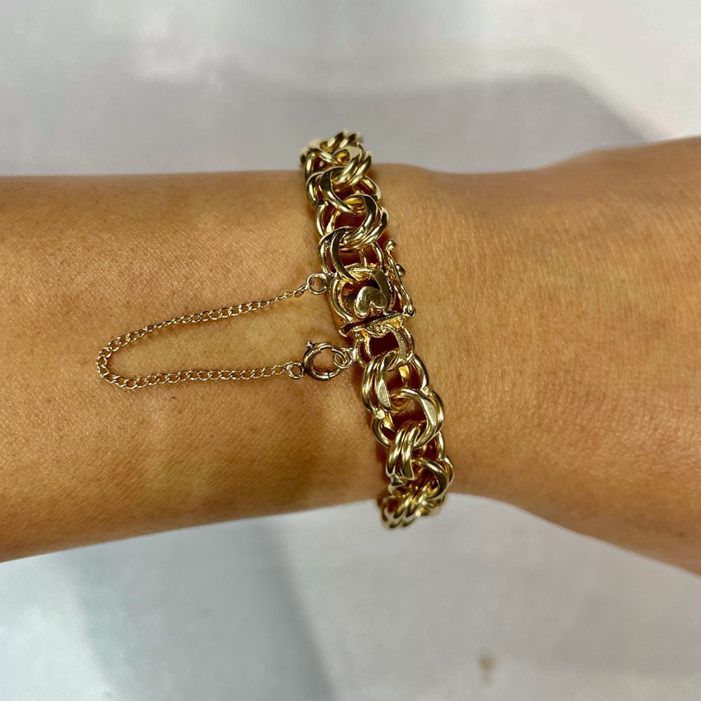 💰SOLD! 14K Yellow Gold Rolo Chain Link Bracelet - Picture 4 of 10